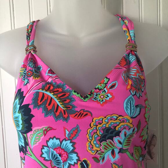 JESSICA SIMPSON Retail $108 Rosies Bushes Criss Cross Back One Piece Size Small - Picture 2 of 7